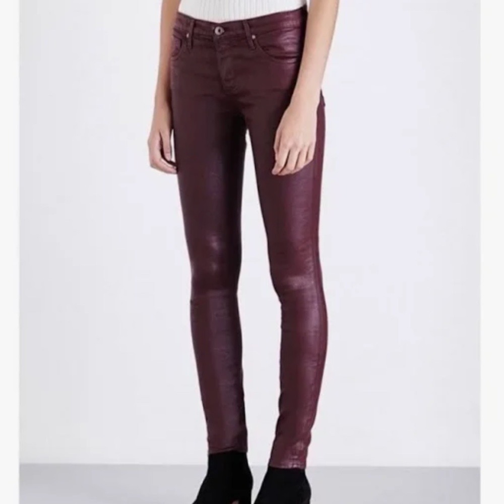 AG Adriano Goldschmied Jeans, Farrah Skinny, Burgundy, Size 28R